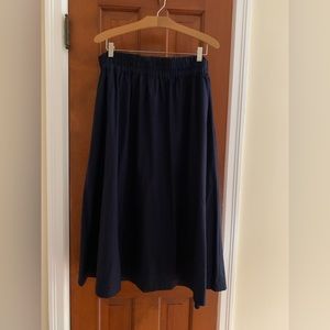 Navy, mid length cotton skirt